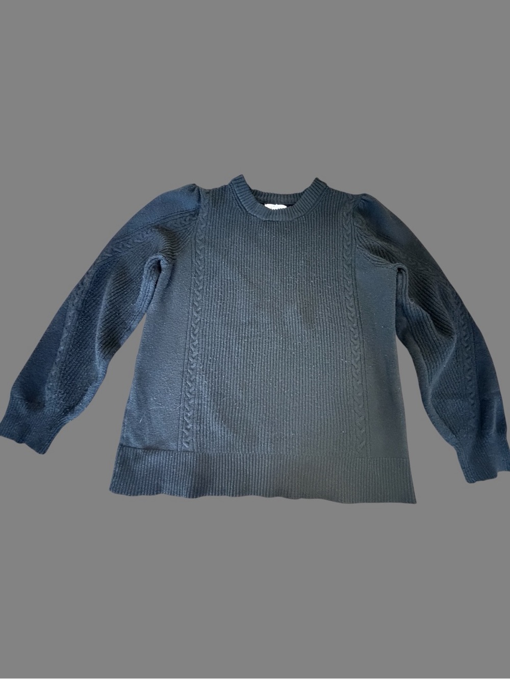 Maurices Black Cable Knit Sweater with Puff Sleeves